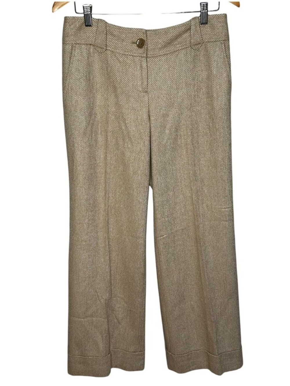 Ann Taylor LOFT Wool Tweed Wide Leg Pants Size 8 Cuffed Y2K Career